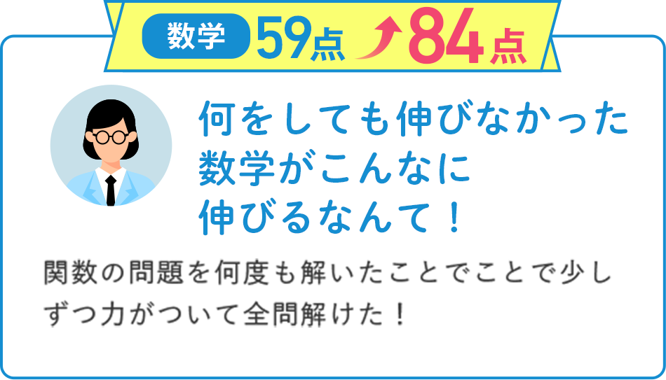 数学59点から84点にアップ！何をしても伸びなかった数学がこんなに伸びるなんて！